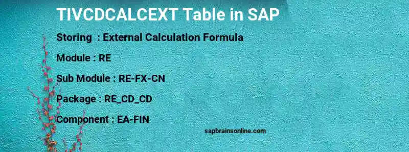 SAP TIVCDCALCEXT table