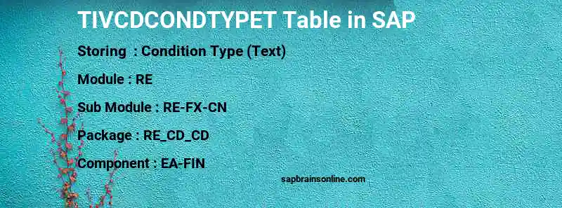 SAP TIVCDCONDTYPET table