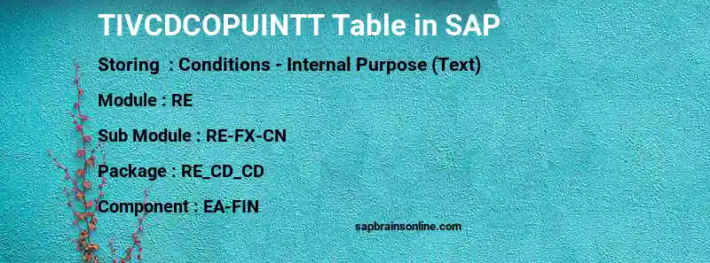 SAP TIVCDCOPUINTT table