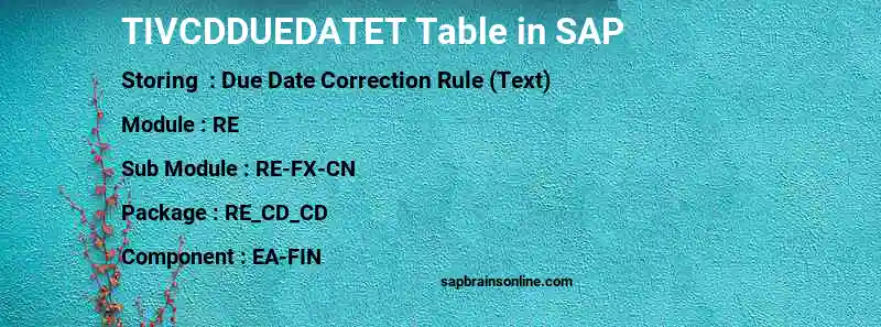 SAP TIVCDDUEDATET table
