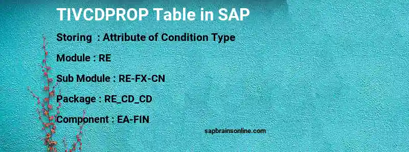 SAP TIVCDPROP table