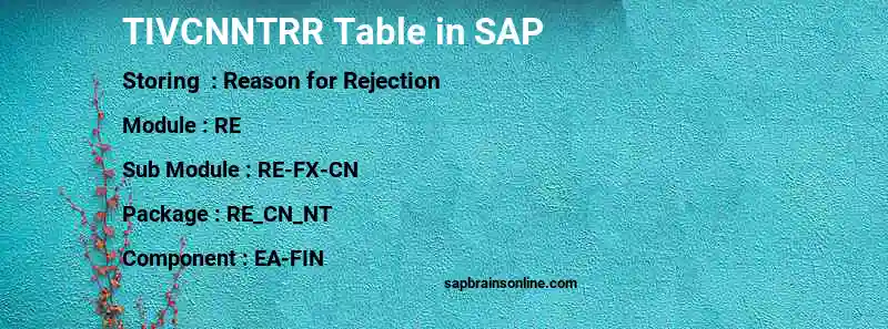 SAP TIVCNNTRR table