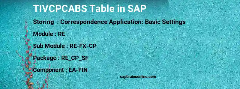 SAP TIVCPCABS table