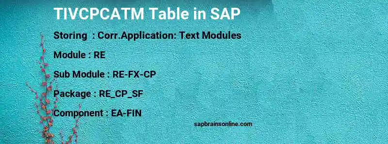SAP TIVCPCATM table