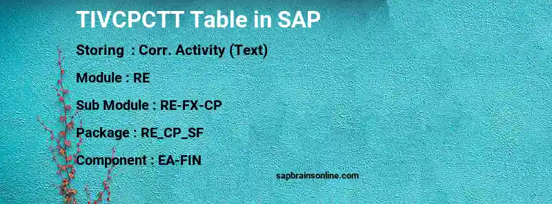 SAP TIVCPCTT table
