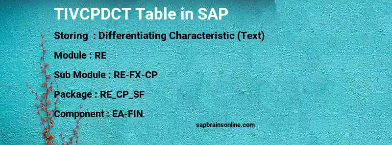 SAP TIVCPDCT table