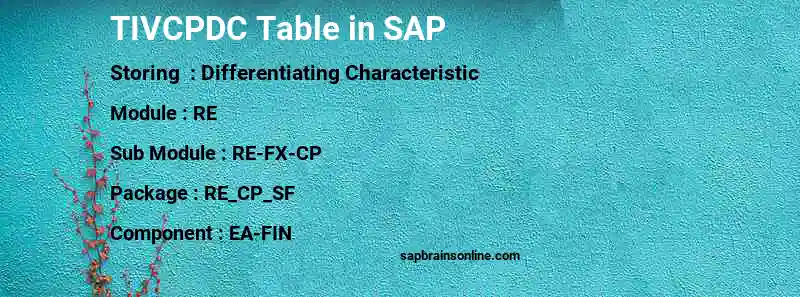 SAP TIVCPDC table