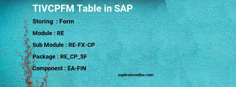 SAP TIVCPFM table