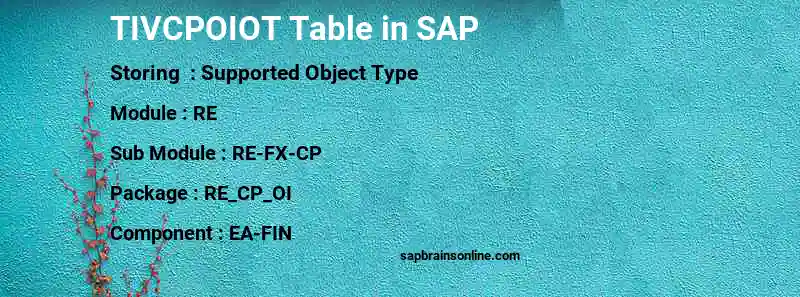 SAP TIVCPOIOT table