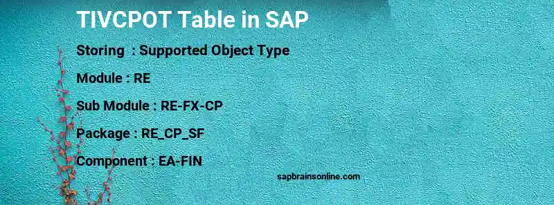 SAP TIVCPOT table