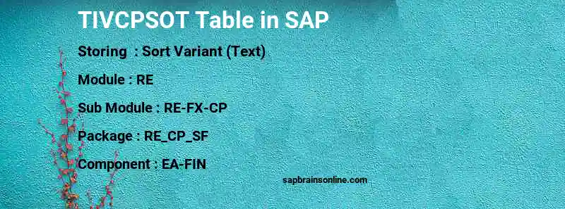 SAP TIVCPSOT table