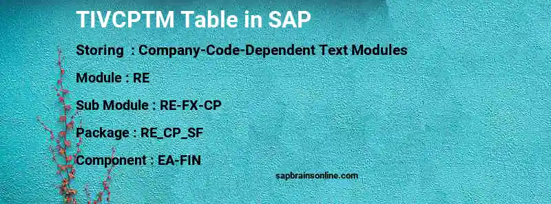 SAP TIVCPTM table