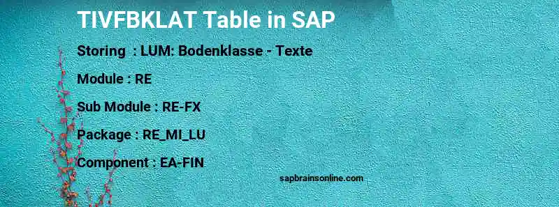 SAP TIVFBKLAT table