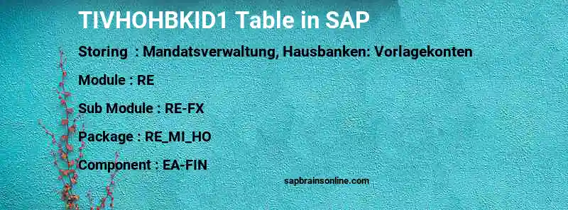 SAP TIVHOHBKID1 table