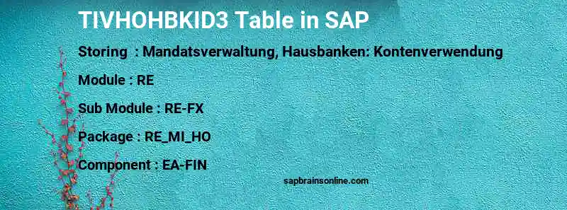 SAP TIVHOHBKID3 table