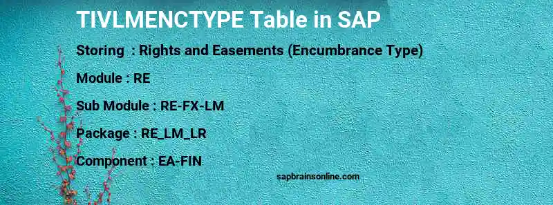 SAP TIVLMENCTYPE table
