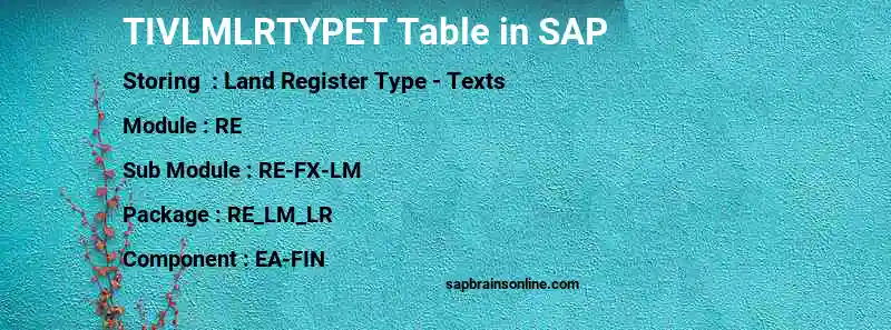 SAP TIVLMLRTYPET table