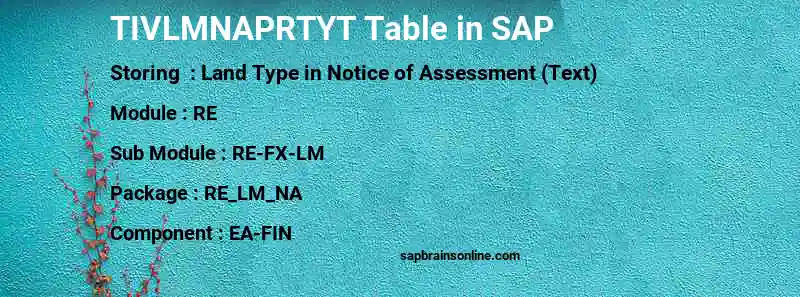 SAP TIVLMNAPRTYT table
