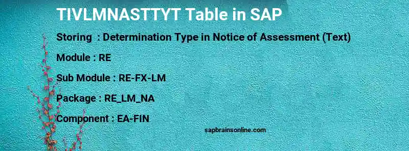 SAP TIVLMNASTTYT table