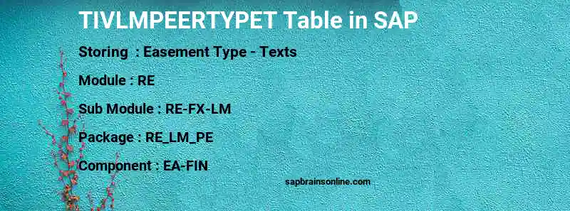 SAP TIVLMPEERTYPET table