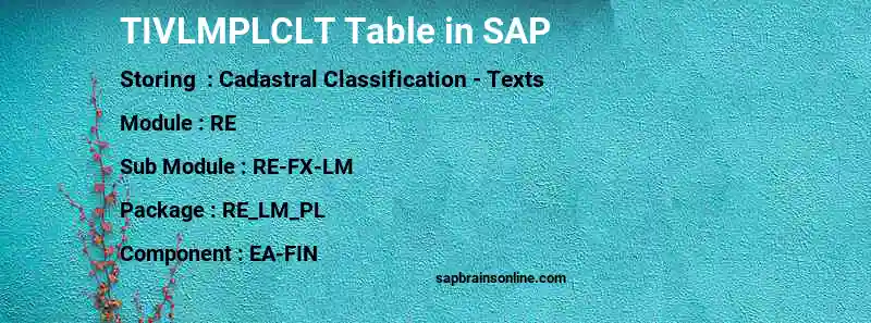 SAP TIVLMPLCLT table