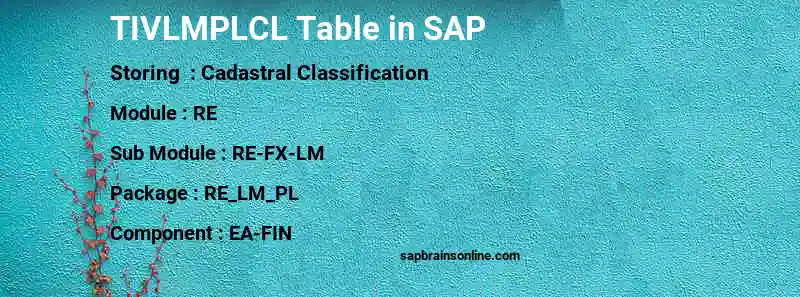 SAP TIVLMPLCL table