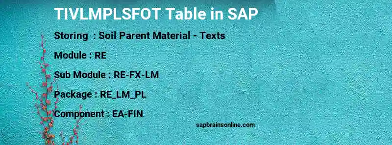 SAP TIVLMPLSFOT table