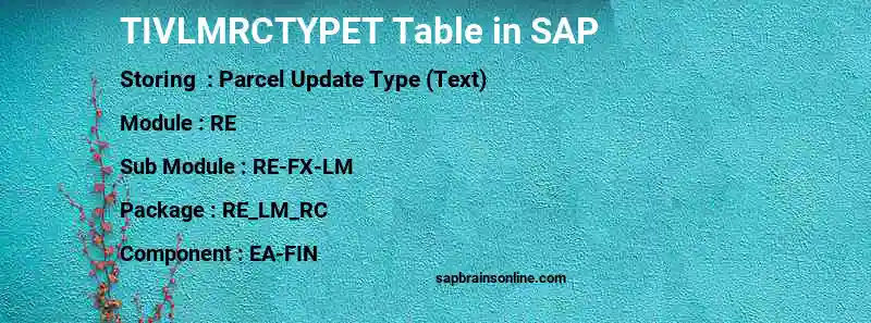 SAP TIVLMRCTYPET table