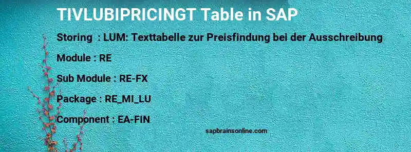 SAP TIVLUBIPRICINGT table