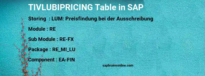 SAP TIVLUBIPRICING table