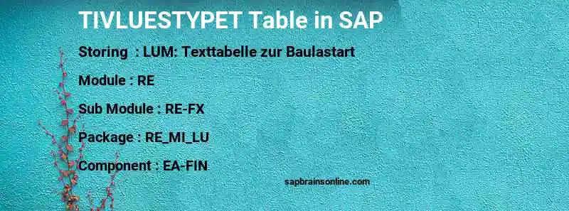 SAP TIVLUESTYPET table