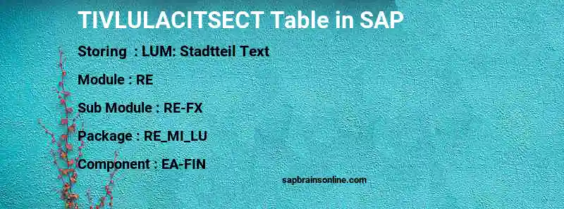 SAP TIVLULACITSECT table