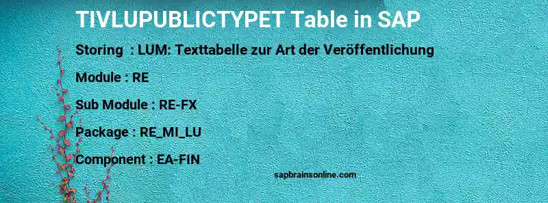SAP TIVLUPUBLICTYPET table