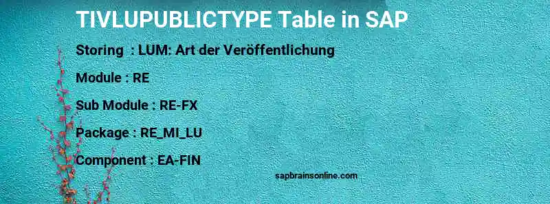 SAP TIVLUPUBLICTYPE table