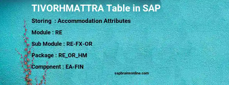 SAP TIVORHMATTRA table