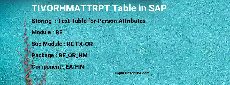 SAP TIVORHMATTRPT table