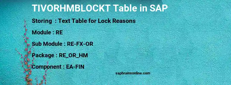 SAP TIVORHMBLOCKT table