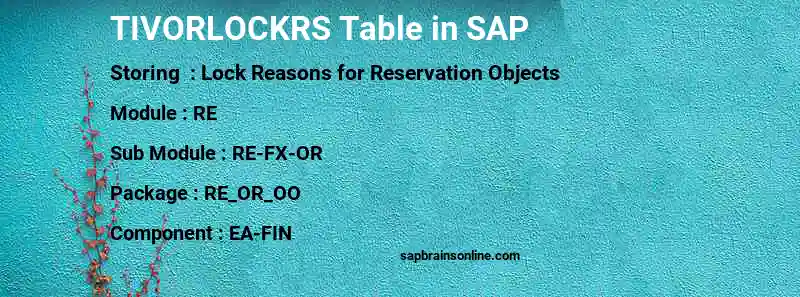 SAP TIVORLOCKRS table