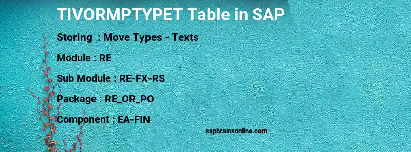 SAP TIVORMPTYPET table