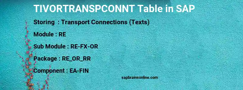 SAP TIVORTRANSPCONNT table