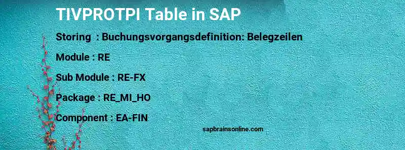 SAP TIVPROTPI table