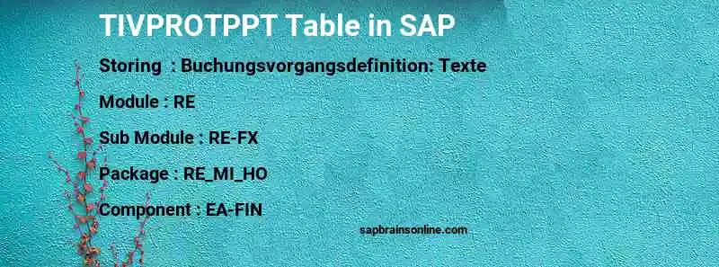 SAP TIVPROTPPT table
