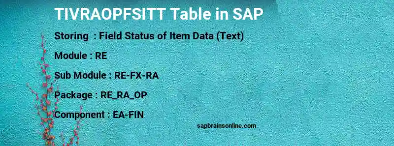 SAP TIVRAOPFSITT table