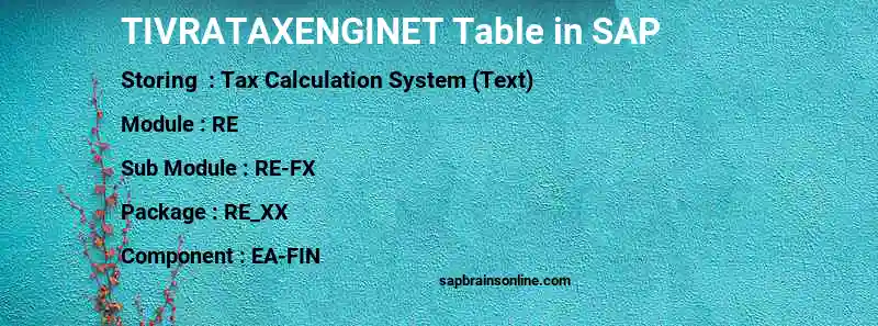 SAP TIVRATAXENGINET table
