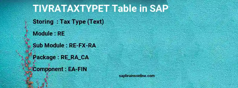 SAP TIVRATAXTYPET table