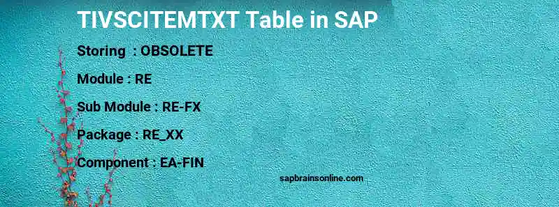 SAP TIVSCITEMTXT table