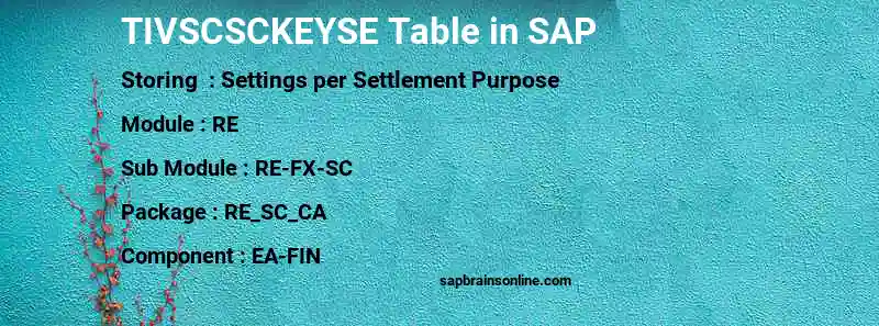SAP TIVSCSCKEYSE table