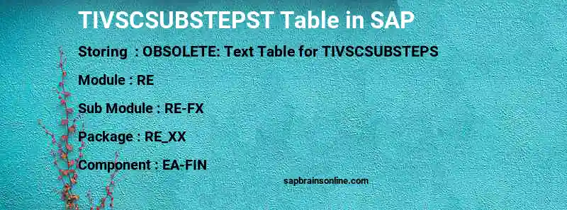 SAP TIVSCSUBSTEPST table