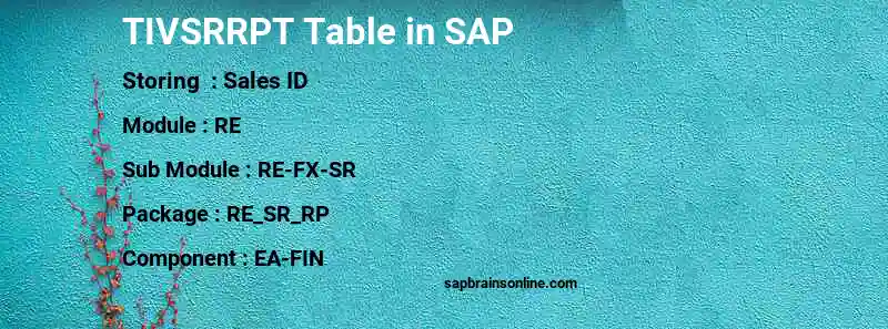 SAP TIVSRRPT table