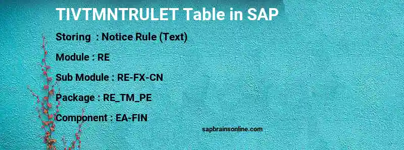 SAP TIVTMNTRULET table